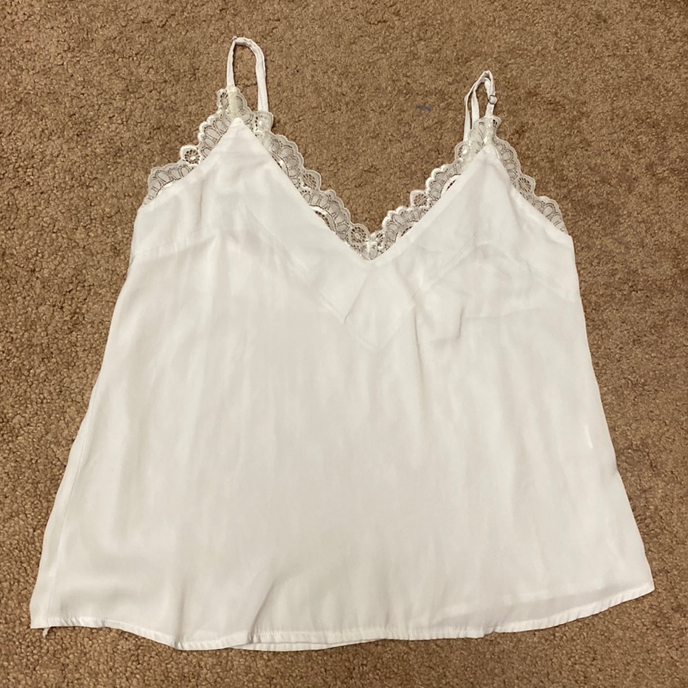 white lace trim tank top
